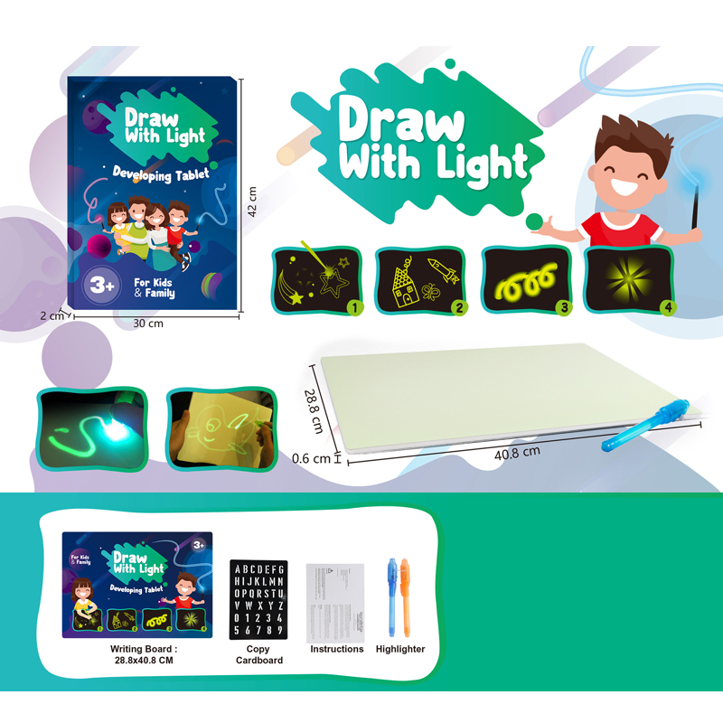 A3 Size 3D Children's Luminous Drawing Board Toy Draw with Light Fun for Kids Family 10