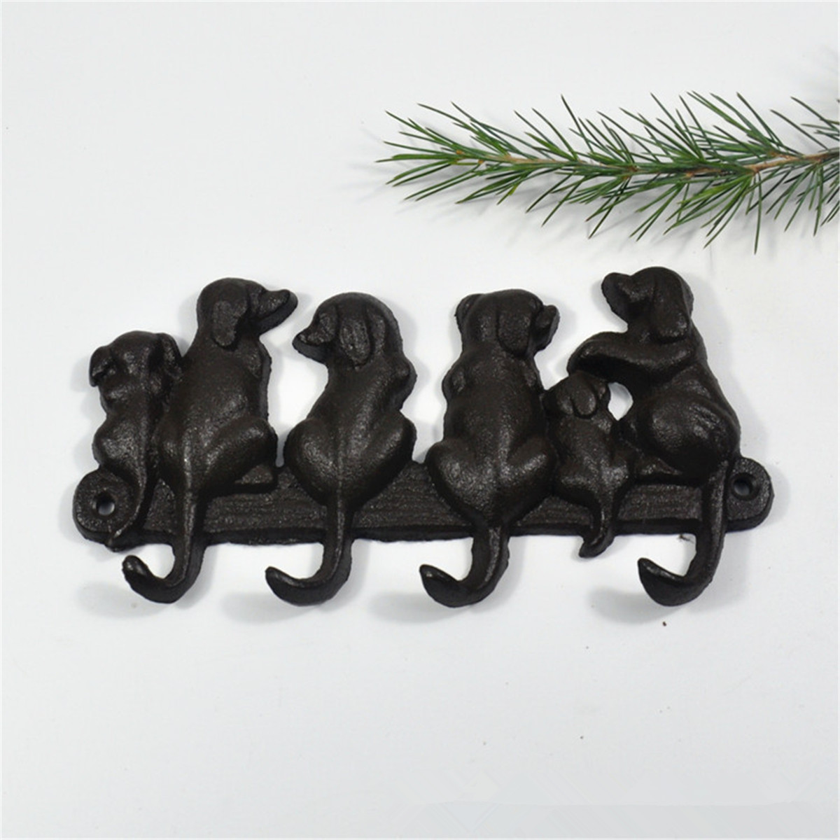 

Vintage Iron 4 Hooks Dog Tails Cast Door Wall Hook Home Hook Key Decorative With Screws