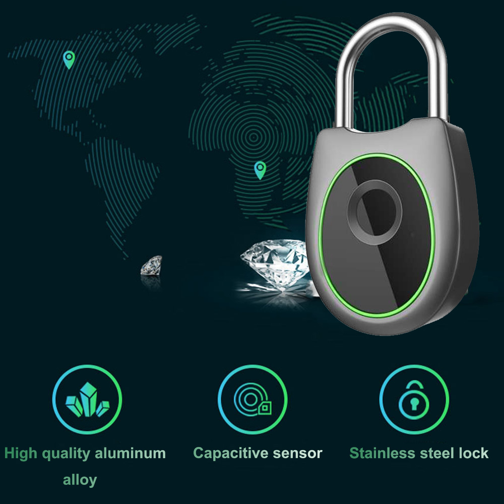 Bakeey Smart Fingerprint Door Lock Padlock USB Charging Waterproof Keyless Anti Theft Travel Luggage Drawer Safety Lock 8