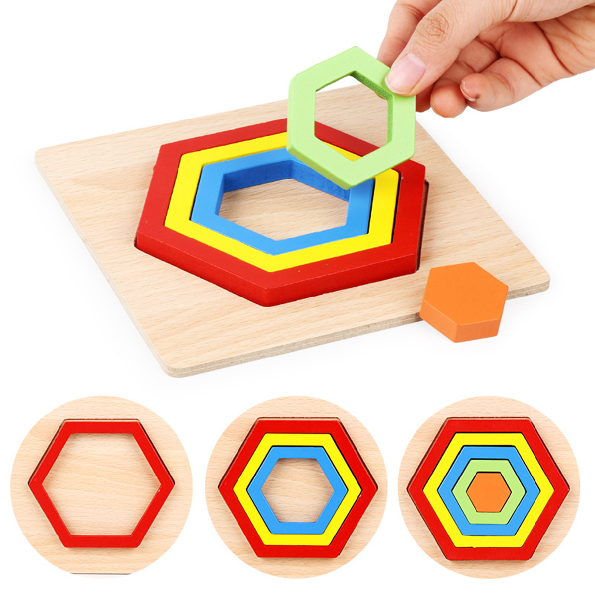 Shape Cognition Board Geometry Jigsaw Puzzle Wooden Kids Educational Learning Toys 16