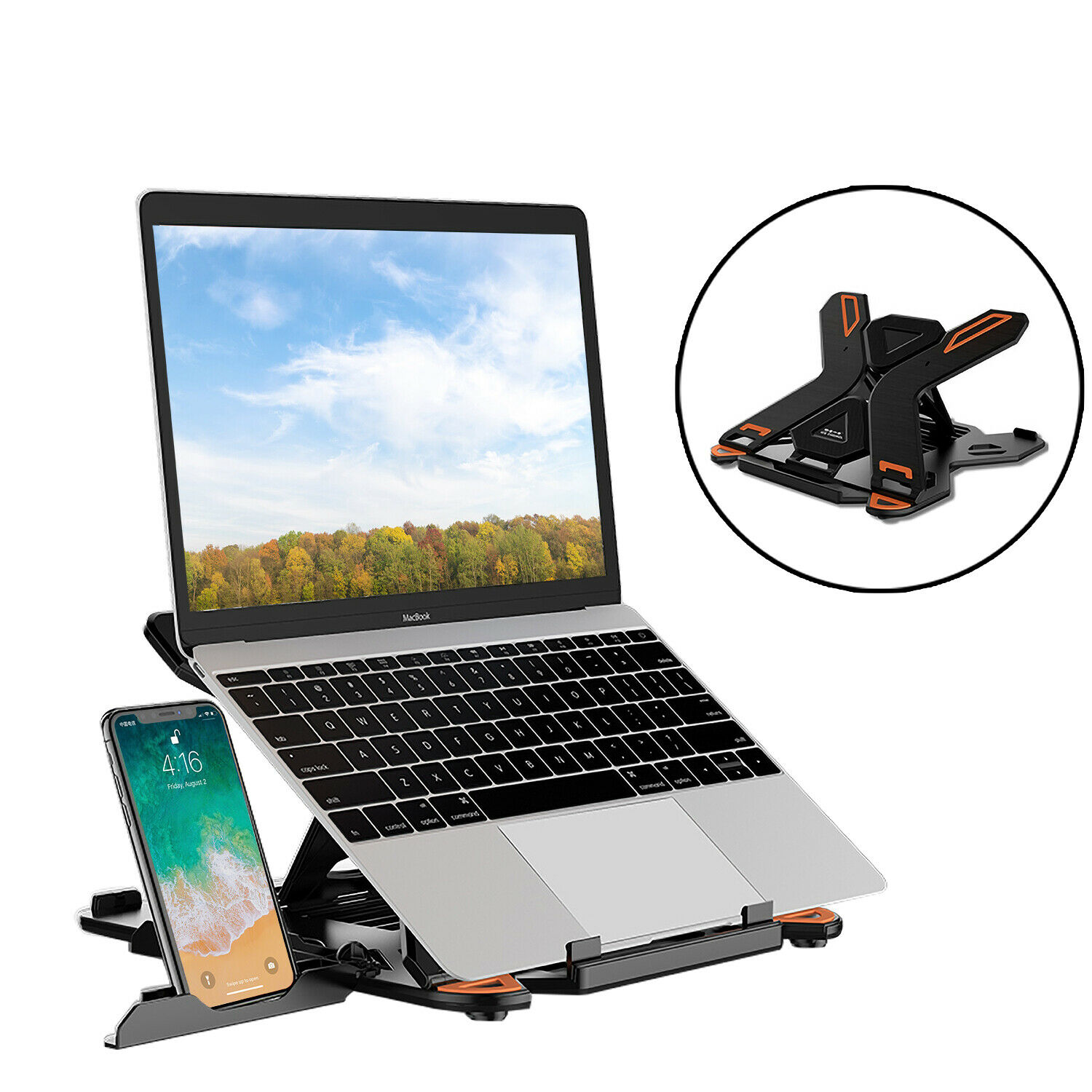 

E5 Portable Laptop Stand Adjustable Computer Stand with Phone Holder for Notebook