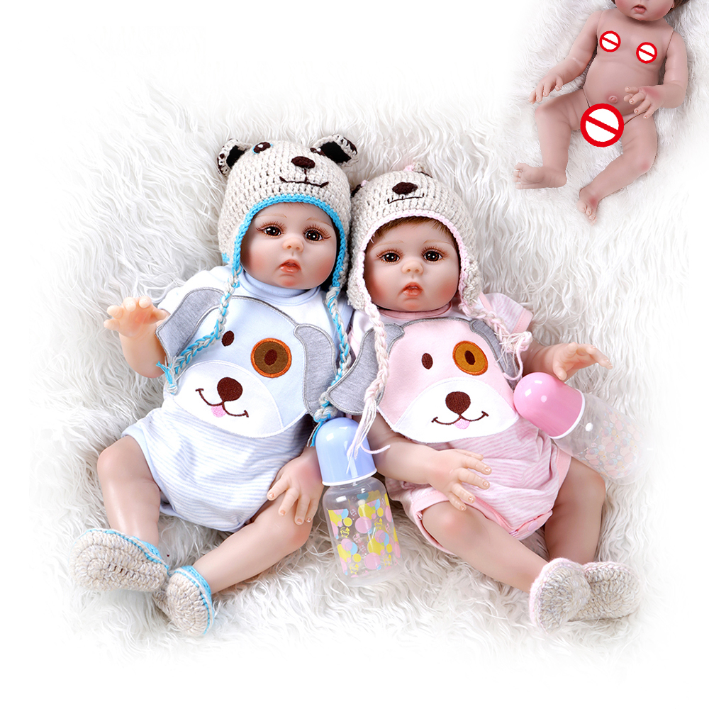 

NPK 48см Premie Кукла Reborn Baby Розовый и Blue Sweet Twins Body Soft Силиконовый Игрушки для ванной