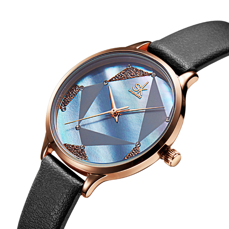

SHENGKE SK K0117 Geometric Triangle Crystal Quartz Watch