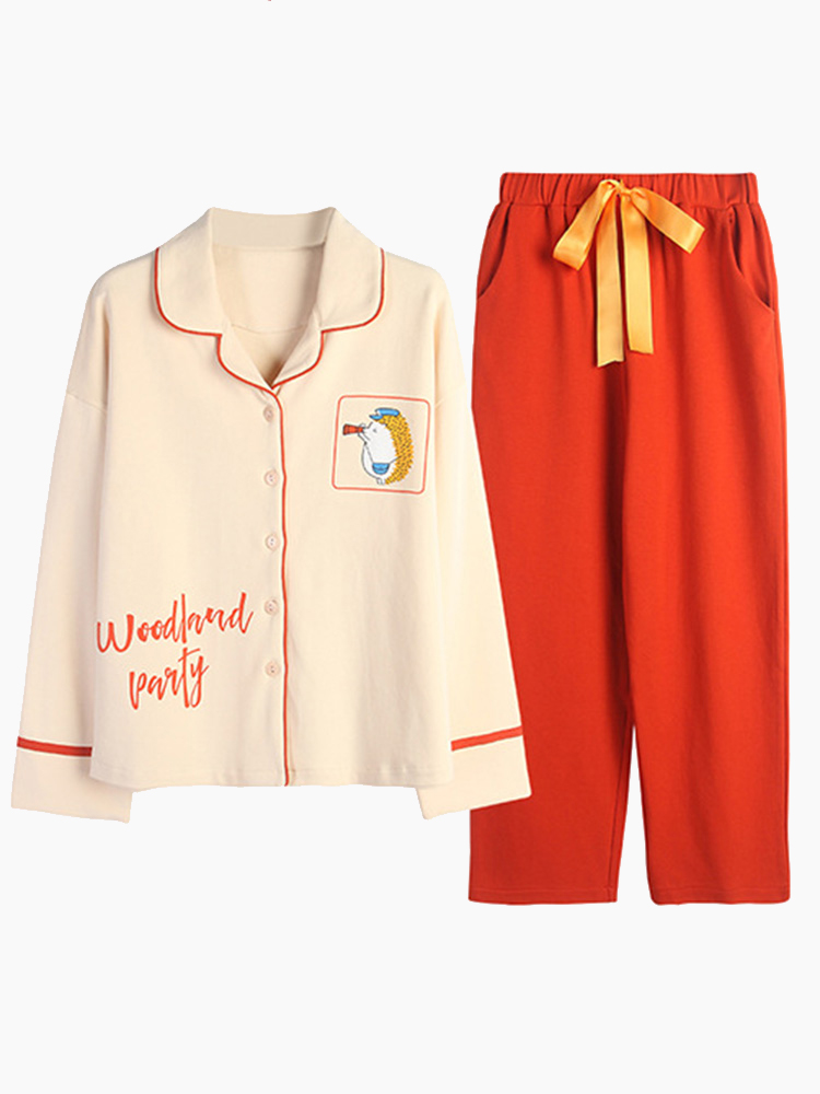 

Сладкая хлопковая пижама с длинными рукавами из 2-х частей пижамы