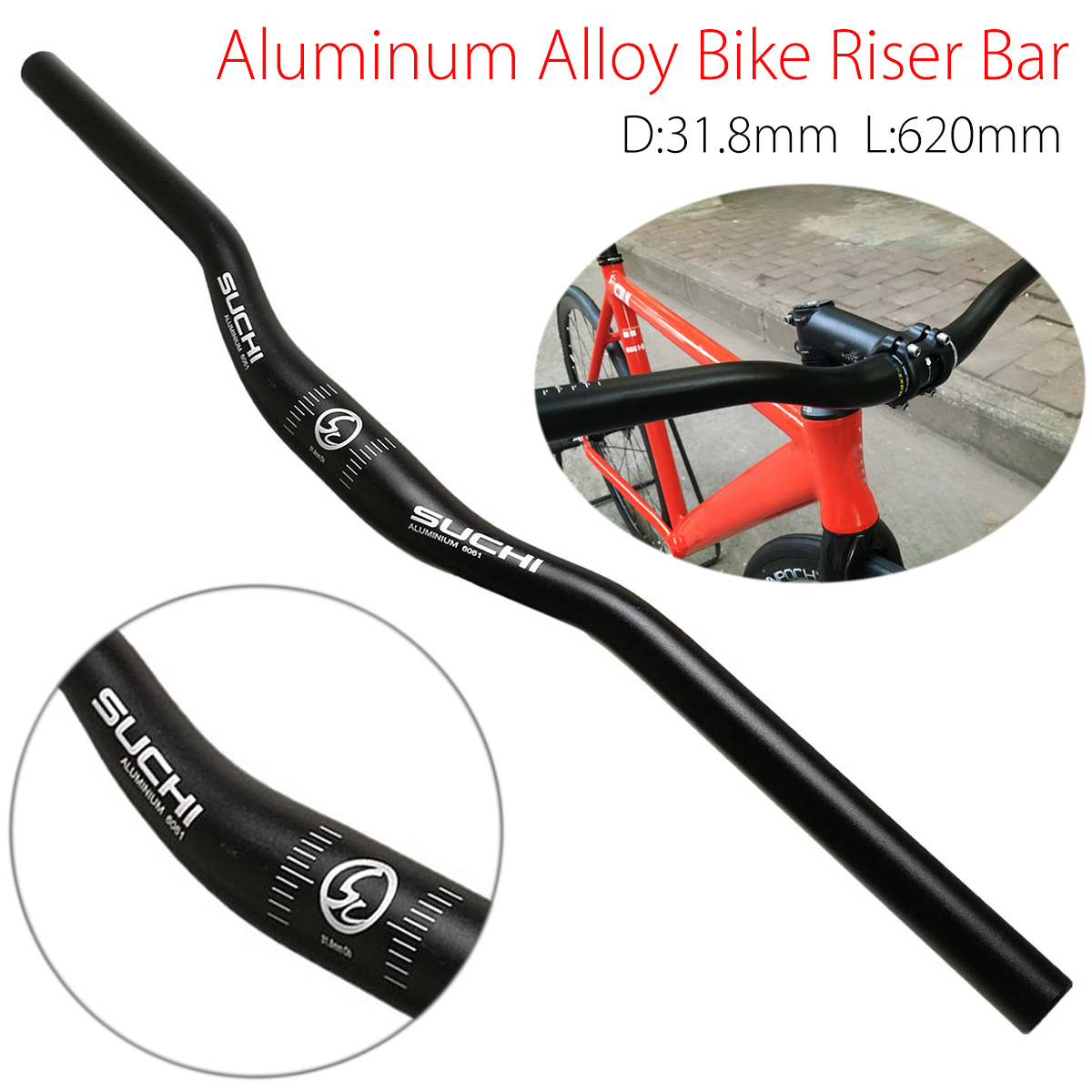 Bicycle Handlebar 620mm Aluminum Alloy MTB Mountain Bike Flat Parts For 31.8mm