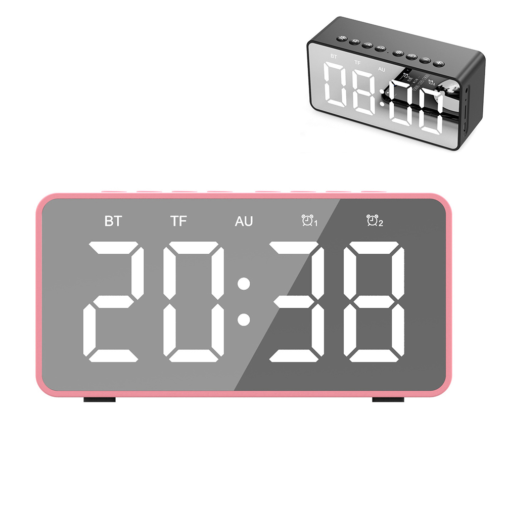 

BT506 Wireless LED Display Mini Mirror Screen Double Alarm Clock Bluetooth Speaker for Mobile Phone Laptop