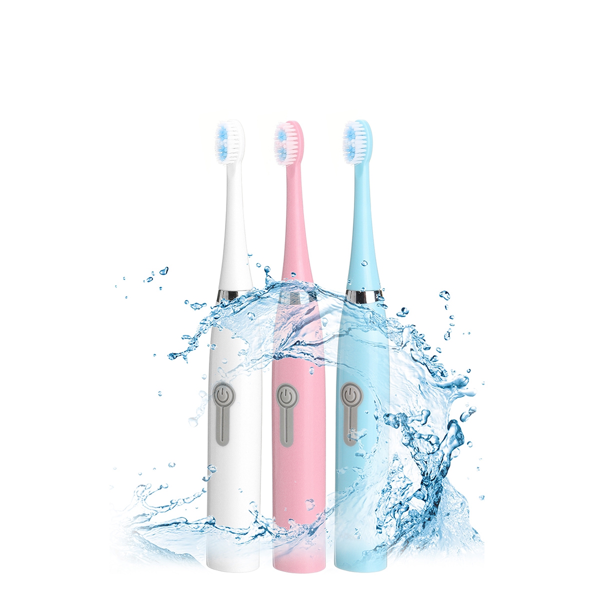 

Ultrasonic Whitening Electric Toothbrush 8 Soft Brush Heads 6 Speed Waterproof Tooth Oral Care Brush Battery Electric To