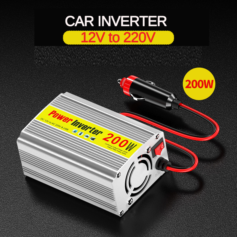 200W Car Power Inverter Voltage Transformer DC12V to AC 220V Converter Auto Modified Sine Wave 2.1A USB Charger Adapter