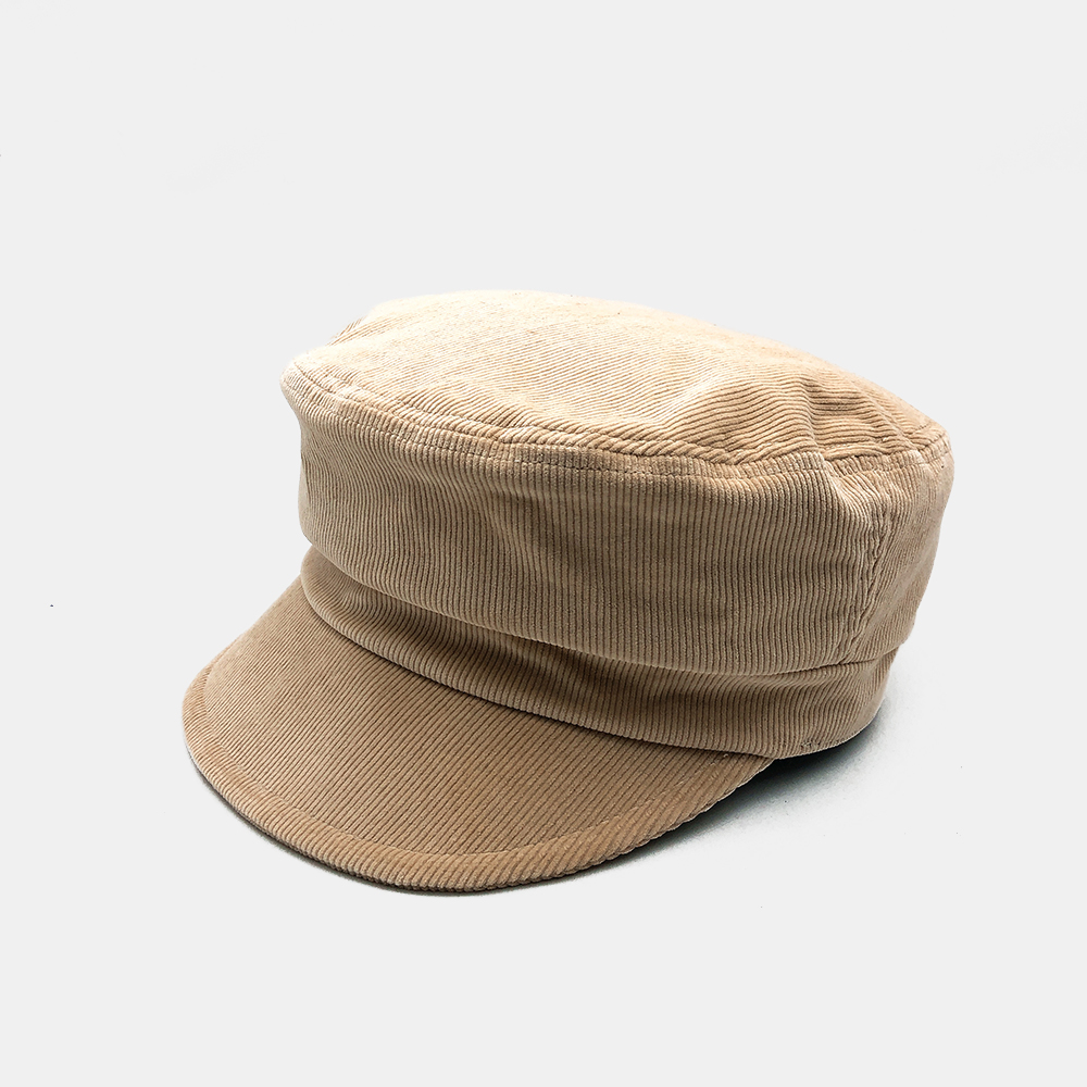 

Unisex Corduroy Flat Top Hat Solid Color Warm Beret Cap