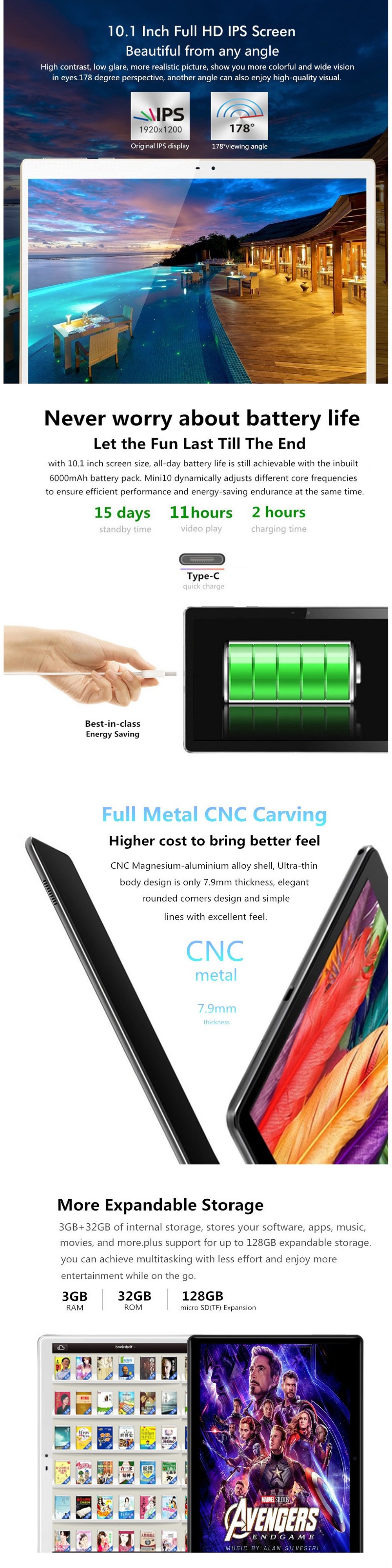 Original Box Binai Mini10 32GB MT6763 Helio P23 Octa Core 10.1 Inch Android 9.0 Dual 4G Tablet 3