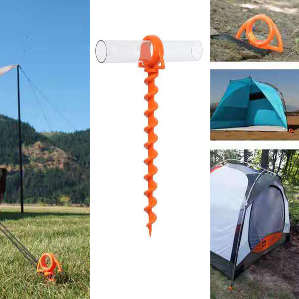 

Plastic Spiral Screw Shape Tent Nail Hiking Camping Beach Tent Stakes Peg Nail w/ Clear Tube for Outdoor Travel