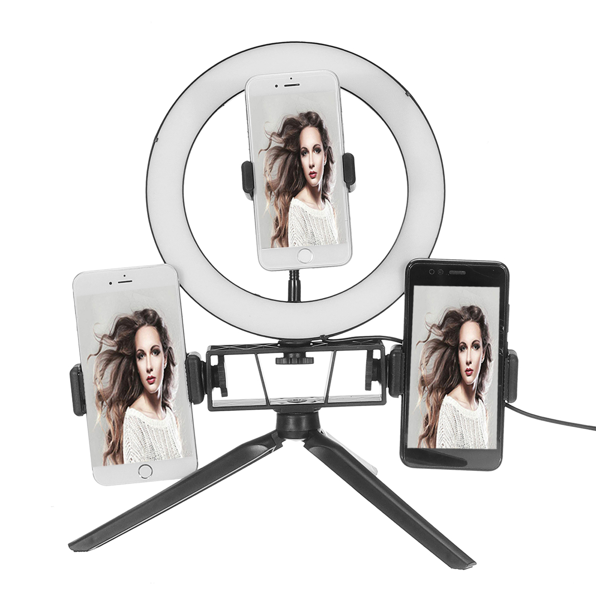 

8.7/12.6 Inch LED Video Ring Light with Stand 3 Phone Holder Dimmable Lamp Make-up Youtube