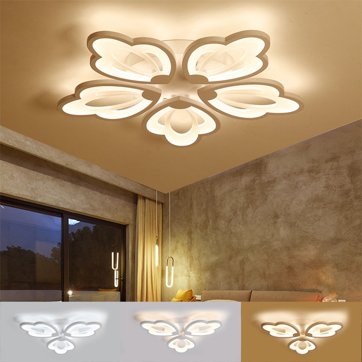 

Leaf Acrylic LED Ceiling Light Pendant Lamp Hallway Bedroom Dimmable Fixture