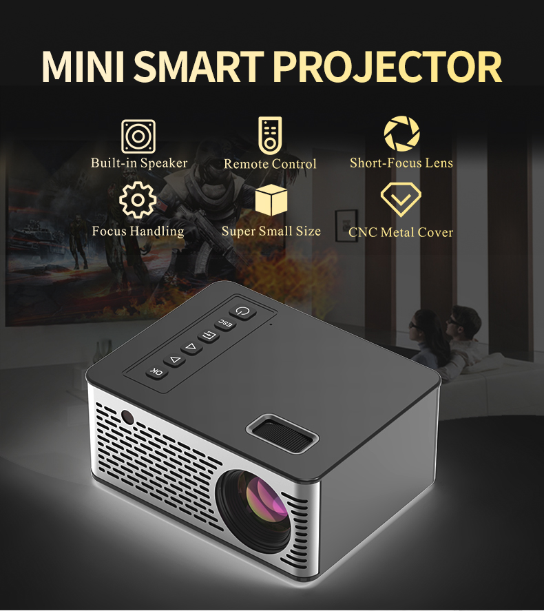 UNIC UC26 Mini Micro LED Projector 500 ANSI LUMENS 400:1 320*240P Support 1080P Home Theater Projector 5