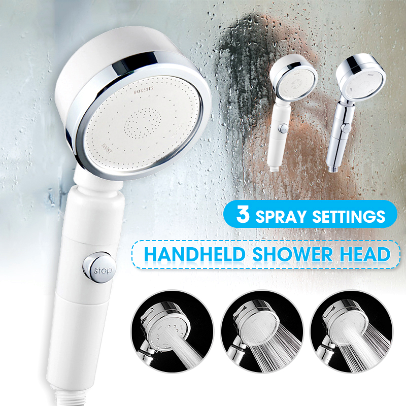 

High-Pressure Handheld Shower Head 3 Spray Settings Bathroom 360° Rotating Showerhead