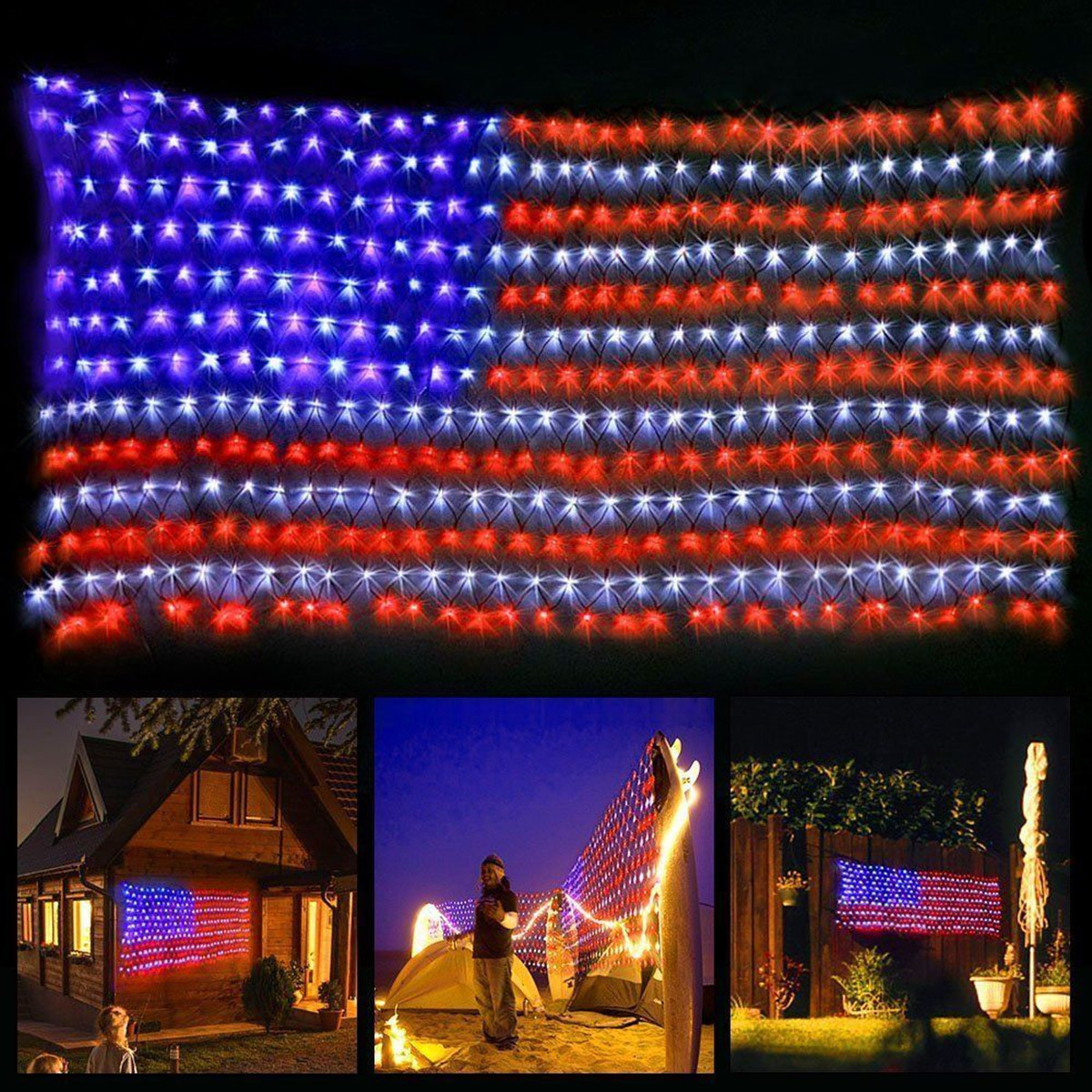 

2 м * 1 м 420 LED Флаг нетто Лампа Американский свет строки для праздника праздника в помещении На открытом воздухе Украшения AC110V