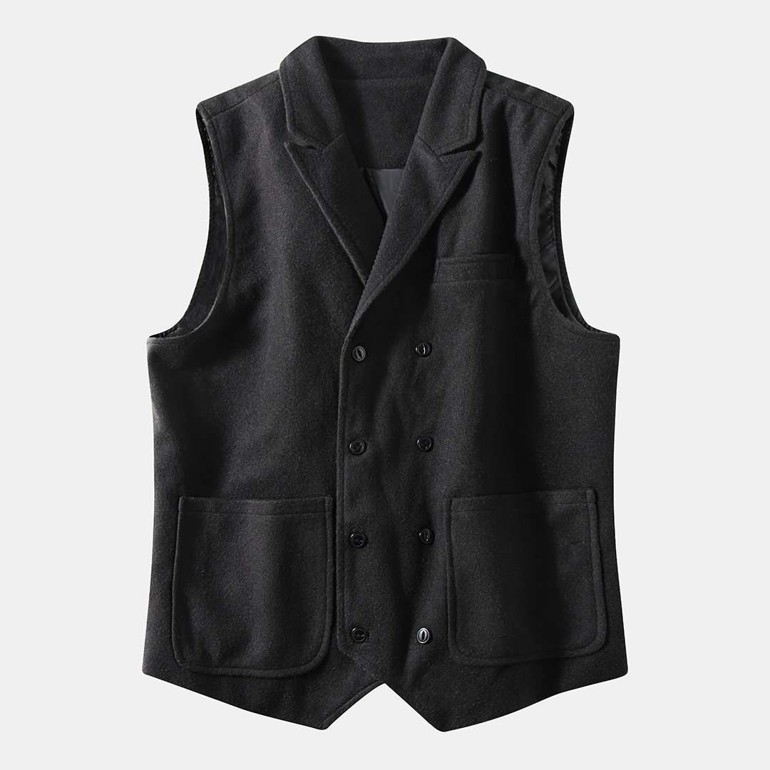 

Mens Fashion Double Pockets Stand Collar Thick Casual Vest