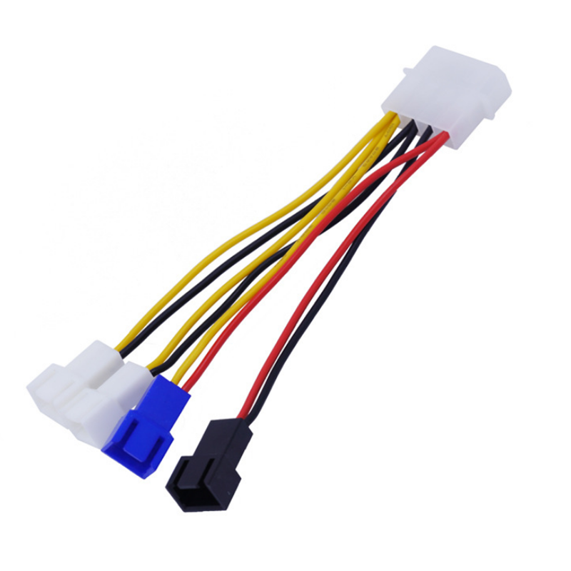 

12.5cm 4Pin 1 to 4 Small 3Pin CPU Cooling Fan 3 Speed Control Cable Power Cable Power Adapter Extension Lead Wire