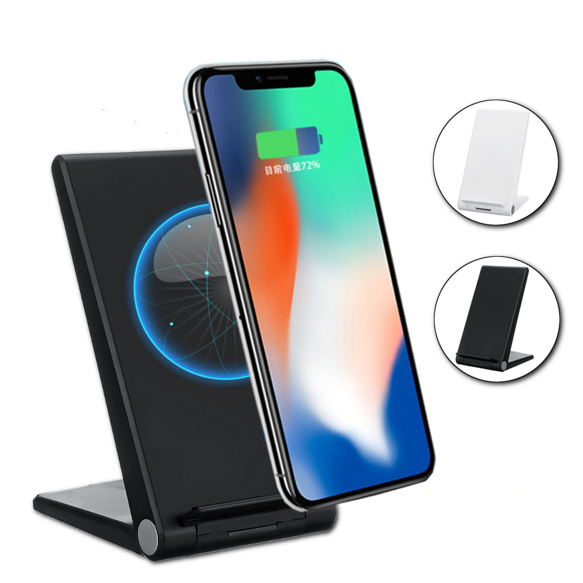 

Type-C 15W Dual Coils Qi Wireless Charger Fast Charging Desktop Phone Holder For Qi-enabled Smart Phone iPhone XS Max Samsung Galaxy S10+