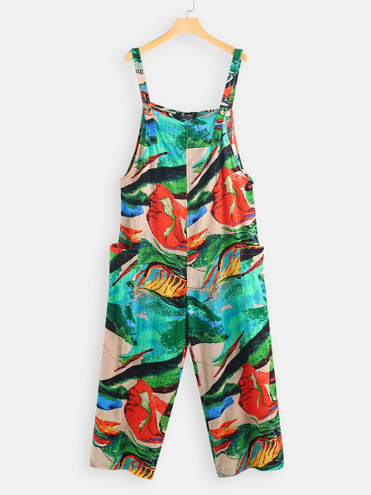 

Print Casual Plus Size Jumpsuit with Pockets