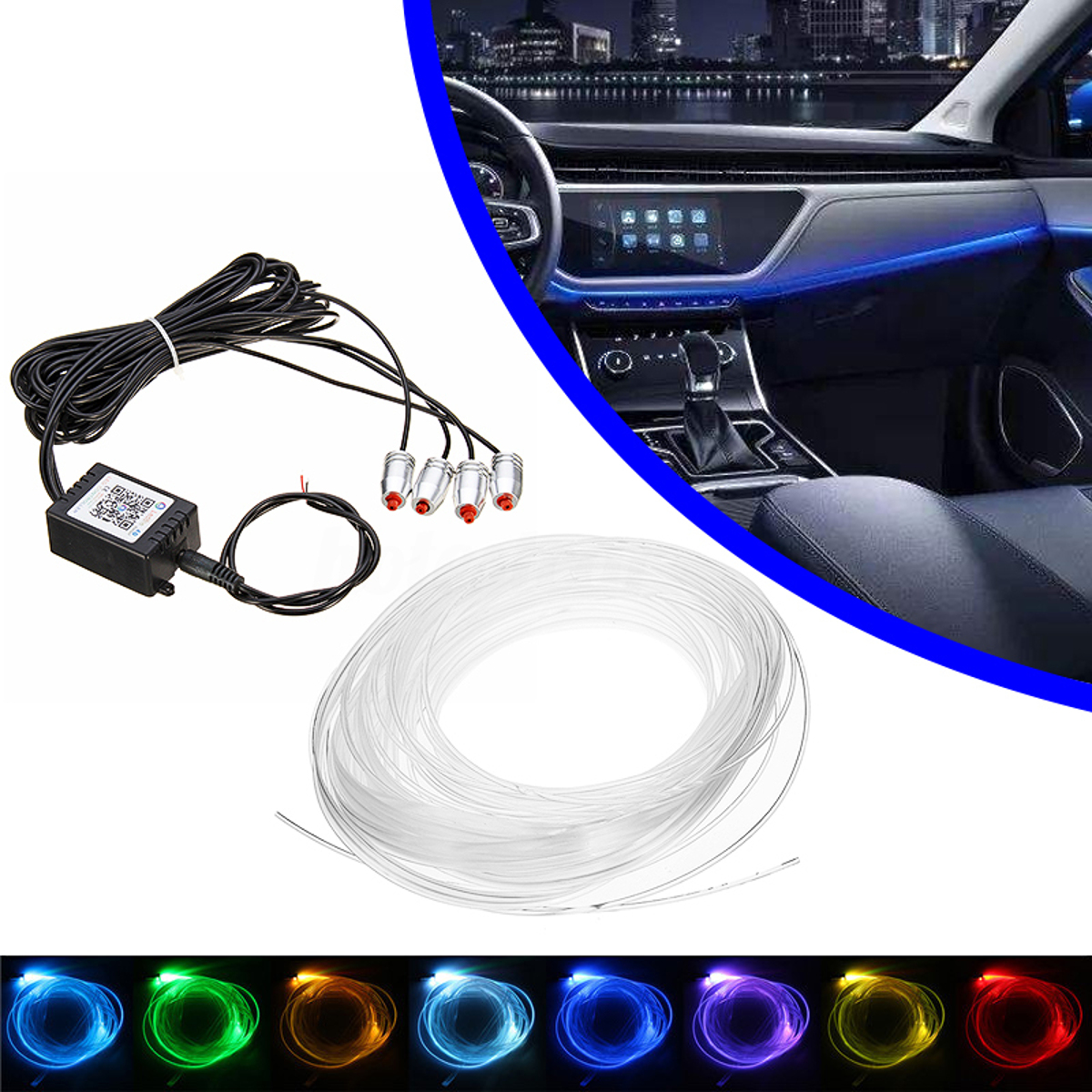 

4/5 In 1 LED RGB Car Decoration Atmosphere Lights bluetooth Control Interior Ambient Optical Fiber Lights Lamp