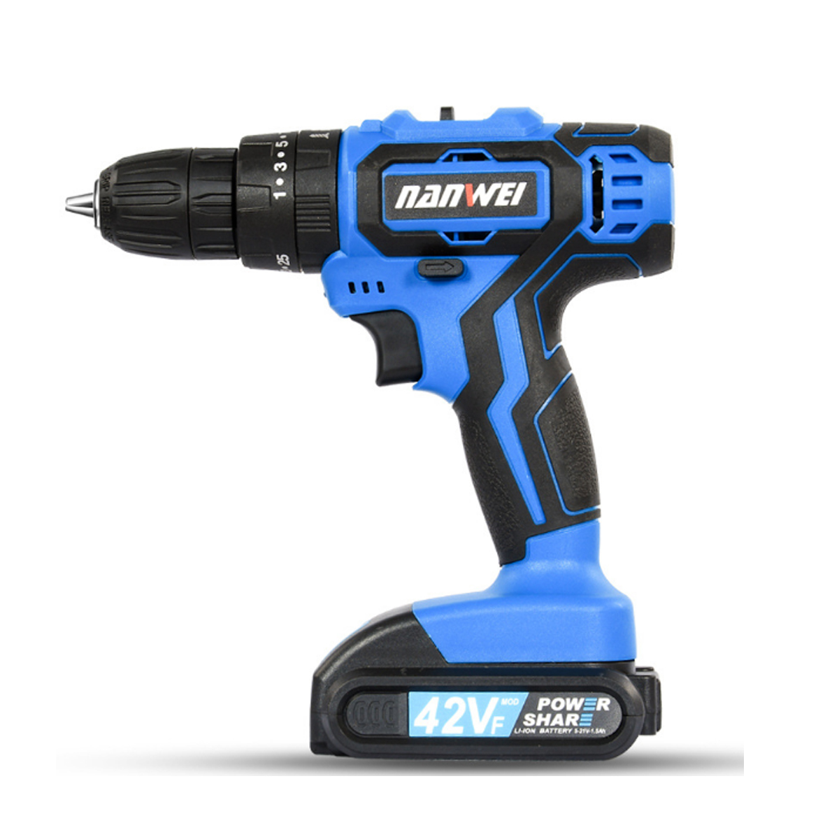

42VF Cordless Electric Impact Drill 25+1 Torque Rechargeable 2 Speed Screwdriver W/ 1 or 2 Li-ion Battery