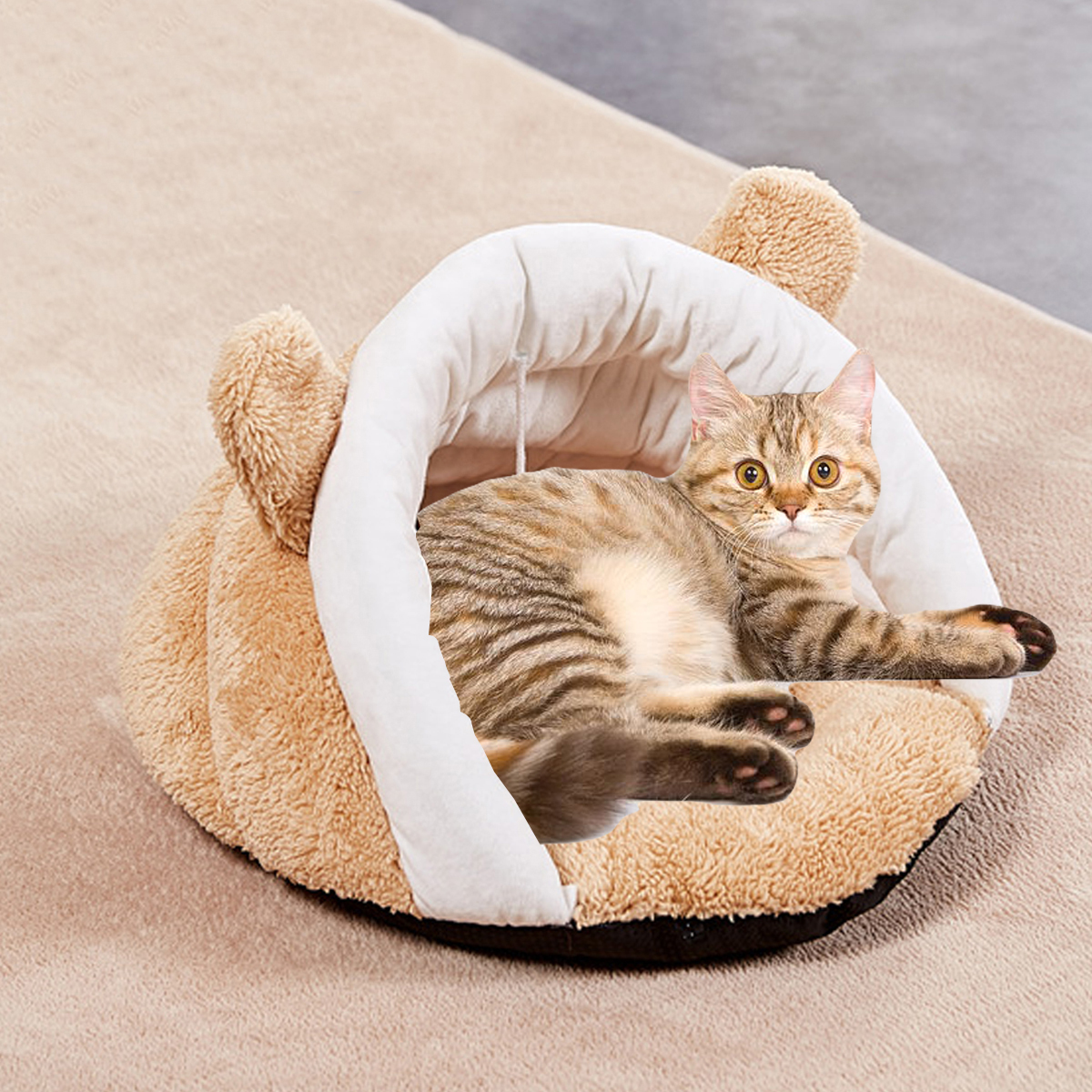 

Pet Cat Dog Nest Bed Puppy Soft Warm Cave House Winter Sleeping Bag Mat Pad