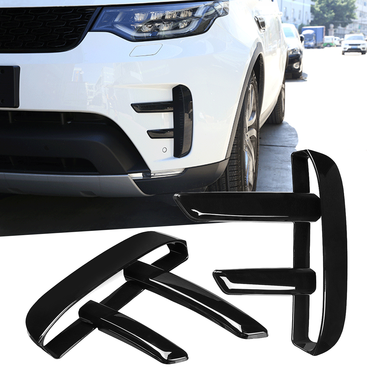 

Front Bumper Grille Grill Air Vent Cover Glossy Black ABS For Land Rover L462 Discovery 5 2017-2018