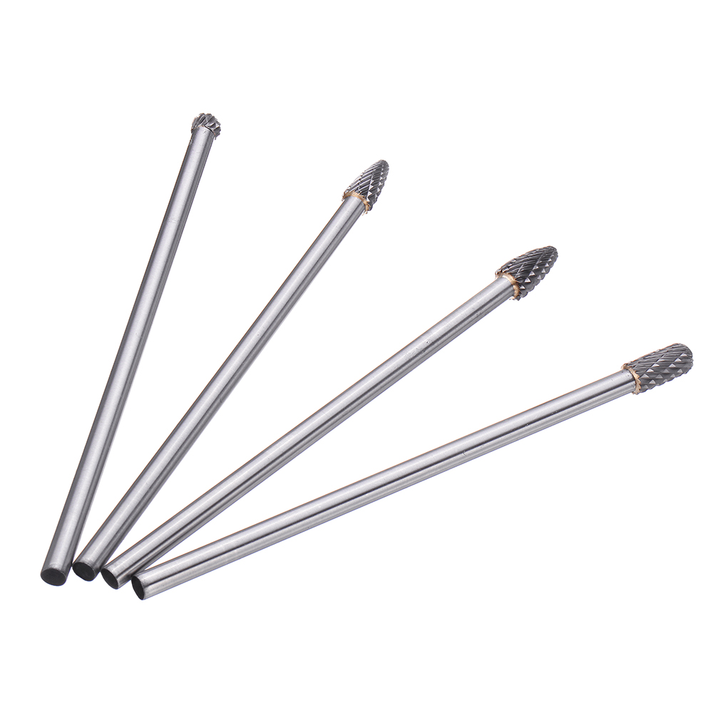 Drillpro 4Pcs 150-160mm Tungsten Carbide Rotary Burr Set 1/4 Inch Shank for Die Grinder Drill DIY Woodworking Metal Carving Polishing Engraving Drilli 3
