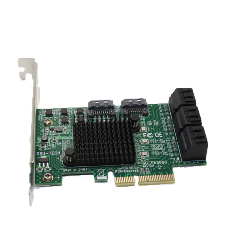 

SSU SA3008 PCI - E to SATA 3.0 Expansion Card With Eight Port SSD Adapter Card IPFS