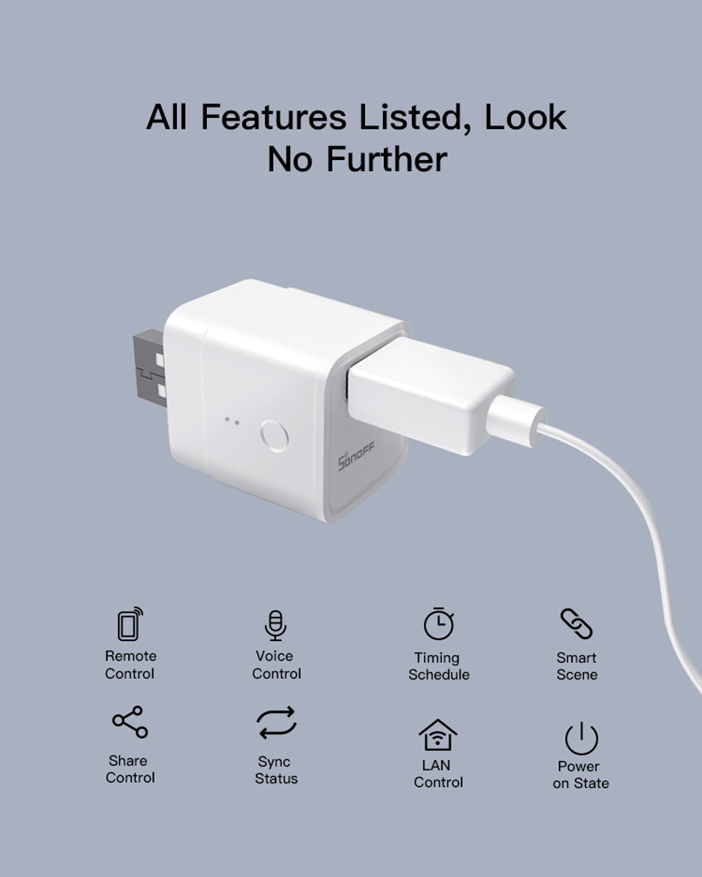 מפסק חכם &#8211; SONOFF Micro 5V Wireless USB Smart Adaptor