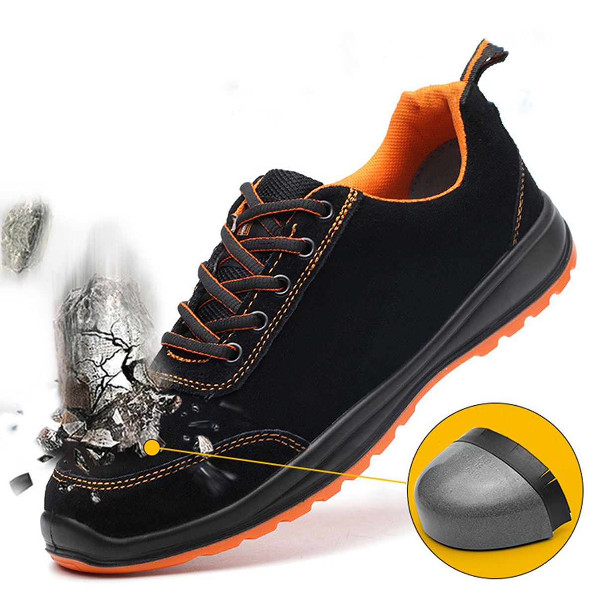 

TENGOO мужская защитная обувь Стальной носок Рабочие кроссовки противоскользящие Водонепроницаемы Дышащий Пешие прогулки