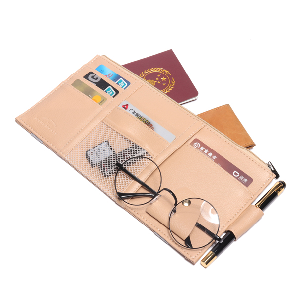 

Multifunctional Leather Car Storage Bag Visor Cover Card License Holder Glasses Folder