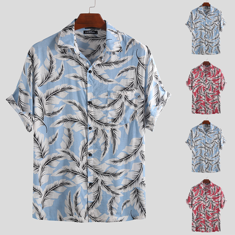 

Mens Hawaiian Shirt Printing Short Sleeve Loose Holiday Vacation Fancy Dress Top