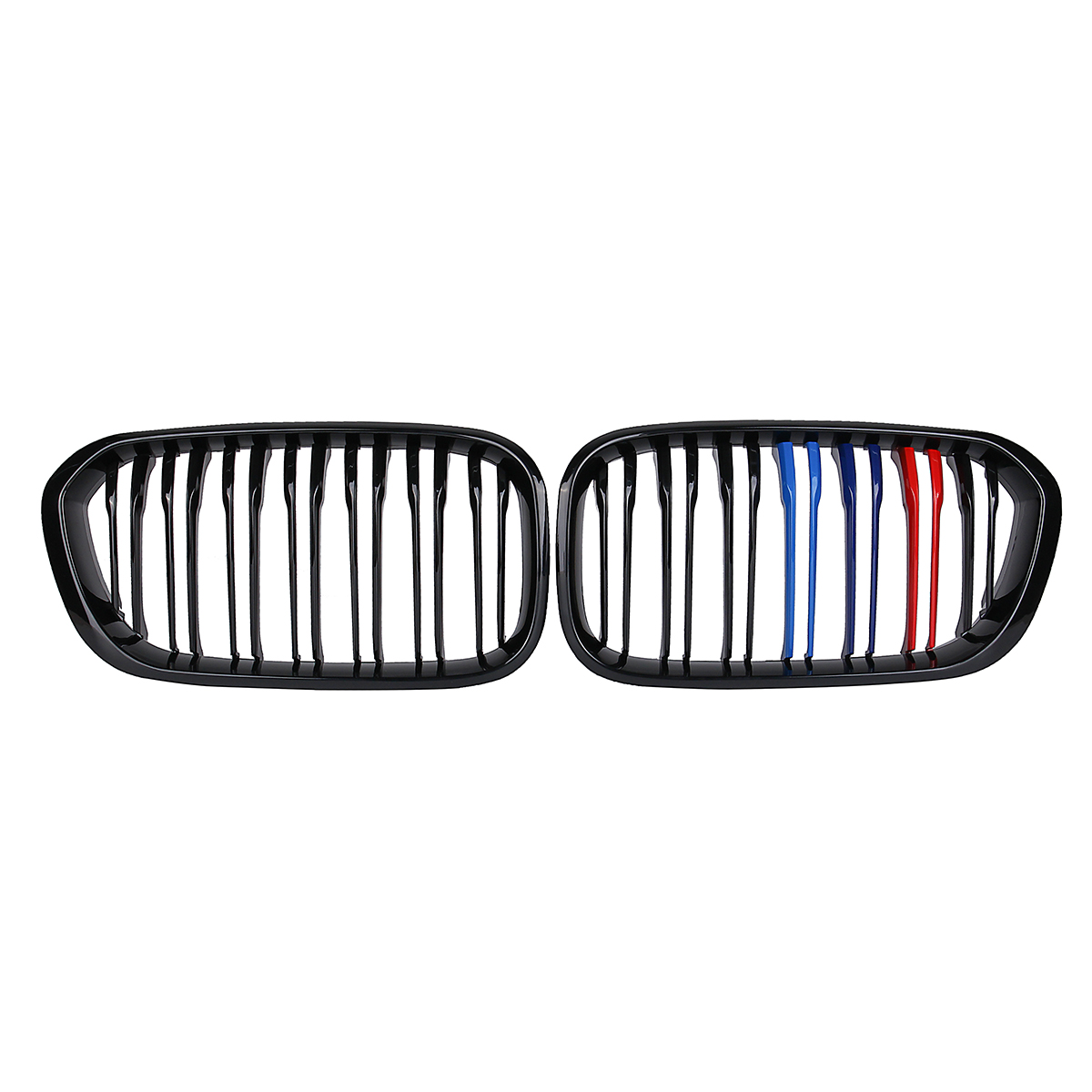 

Pair Gloss Black Front Kidney Grilles Grill M-Color Double Line For BMW F20/F21 1 Series 2015-2017