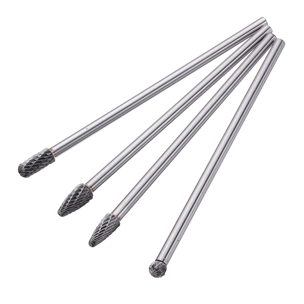 Drillpro 4Pcs 150-160mm Tungsten Carbide Rotary Burr Set 1/4 Inch Shank for Die Grinder Drill DIY Woodworking Metal Carving Polishing Engraving Drilli 18