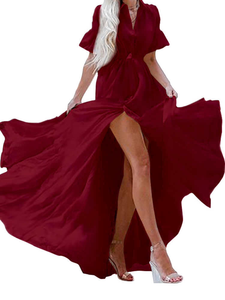 

Женщины V Шея воротник бикини прикрыть высокий сплит Платье Купальный костюм лето Пляжный Платье