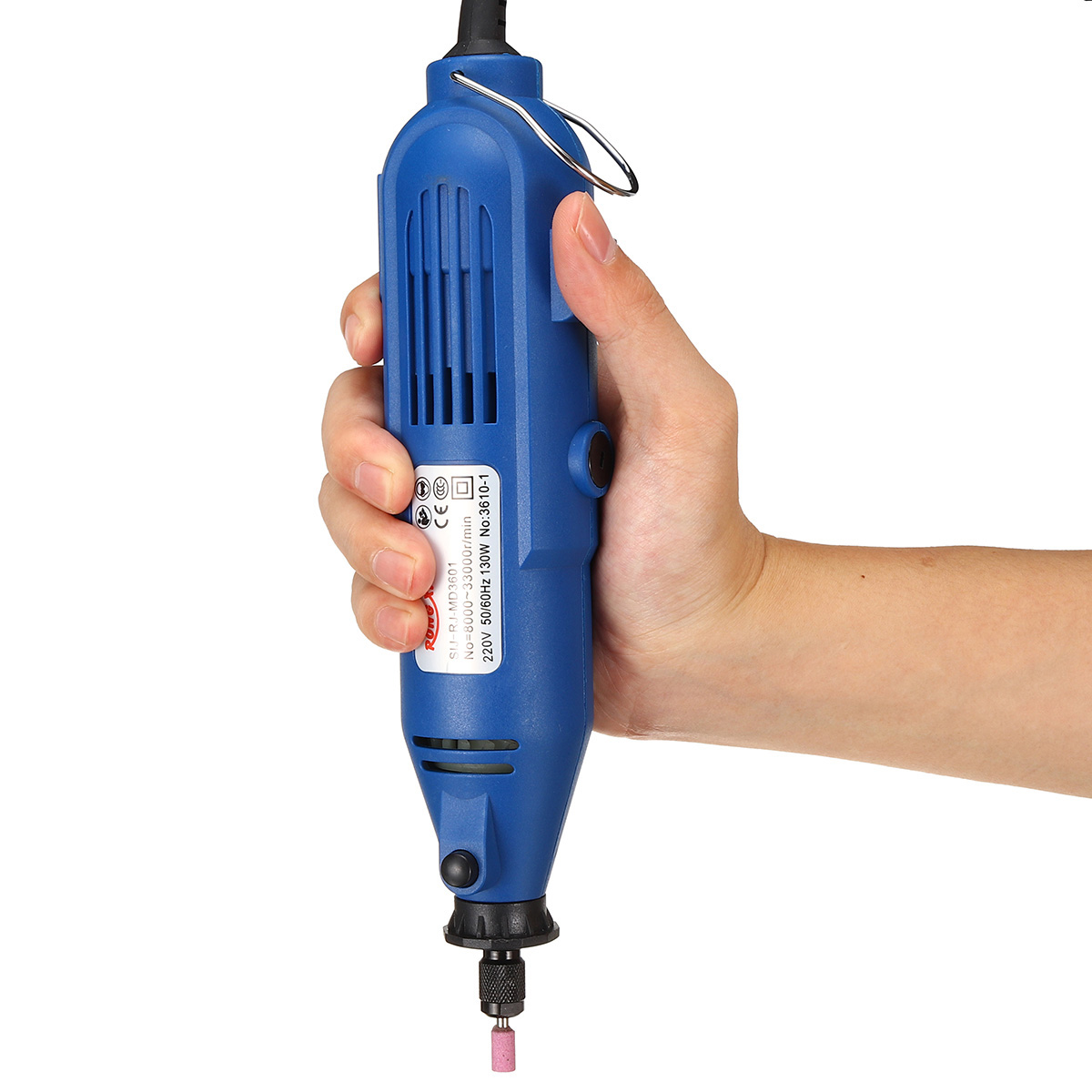155Pcs 130W Electric Mini Grinder 6 Gear Drill Set Rotary Tool & Flexible Shaft Engraving Polishing Tool 20