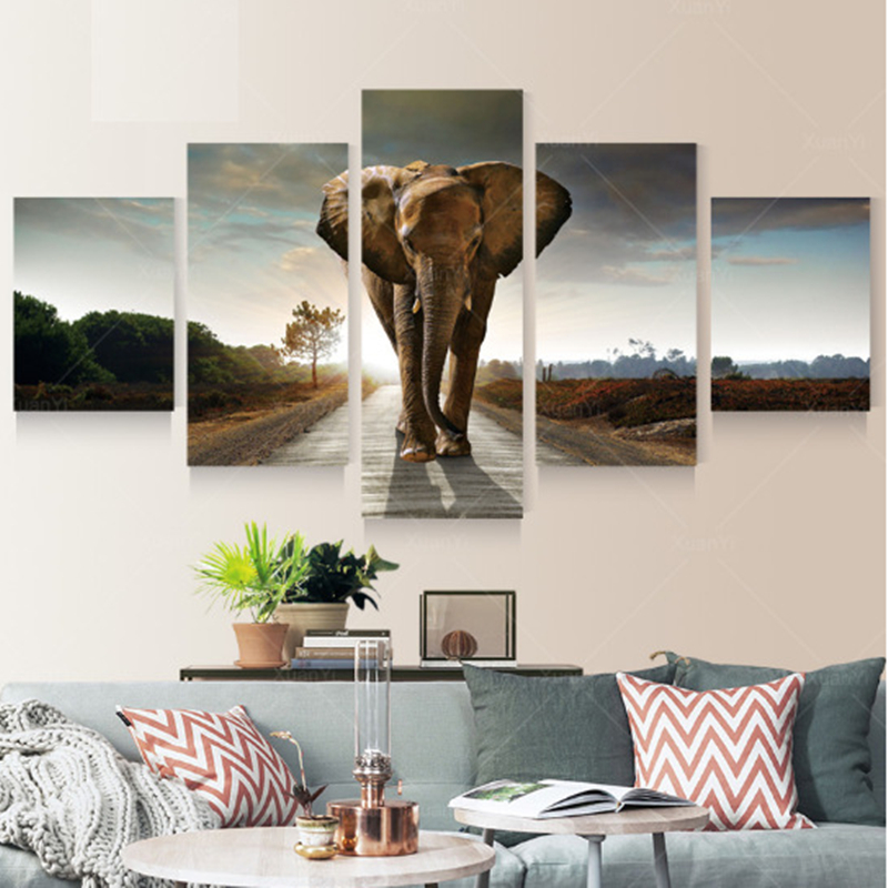 

5pcs Large Abstract Elephant Print Art Picture Home Wall Decor Paintings Unframed For Room Decorations