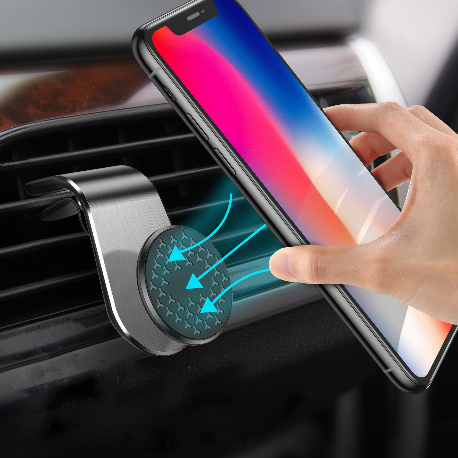 

USLION Magnetic Air Vent Car Phone Holder Car Mount 360 Degree Rotation for 3.5-7.0 Inch Smart Phone for iPhone 11 Pro M