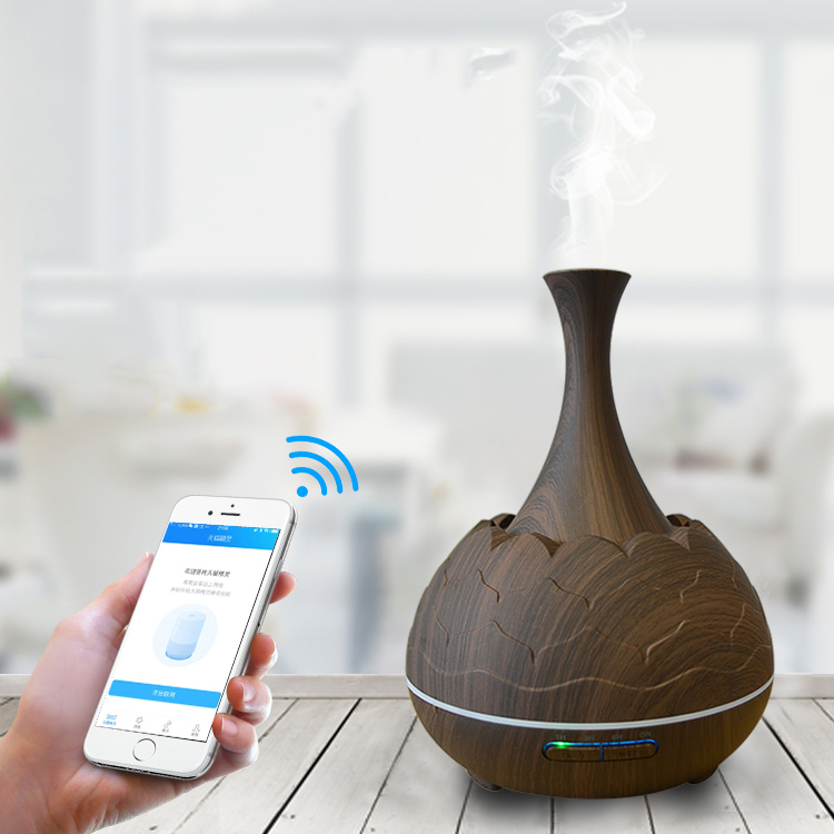 

110-220V 14W Smart WIFI Control Wood Aroma Humidifier Aromatherapy Google Amazon Alexa Control