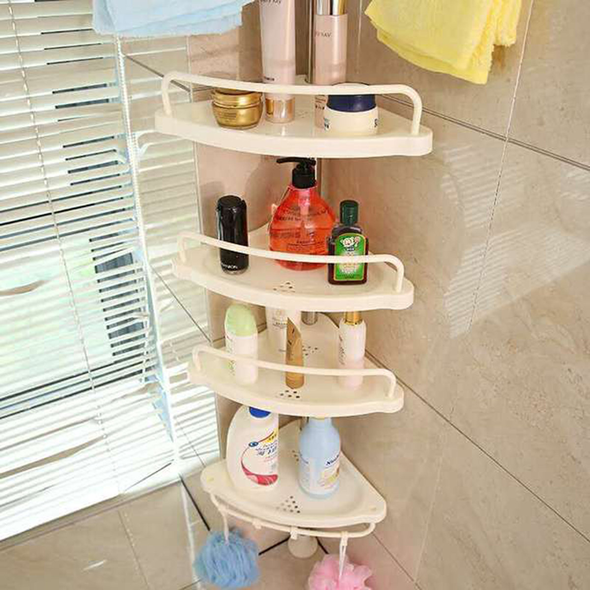 

5 Shelf Shower Corner Tension Pole Caddy Organizer Bathroom Bath Storage Rack Tools Kit