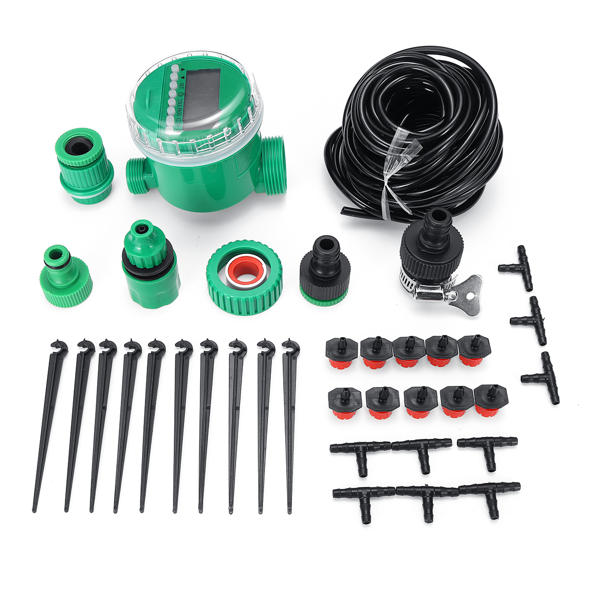 

10/20M Hose Garden Irrigation System LCD Display Watering Timer Micro Drip Kit
