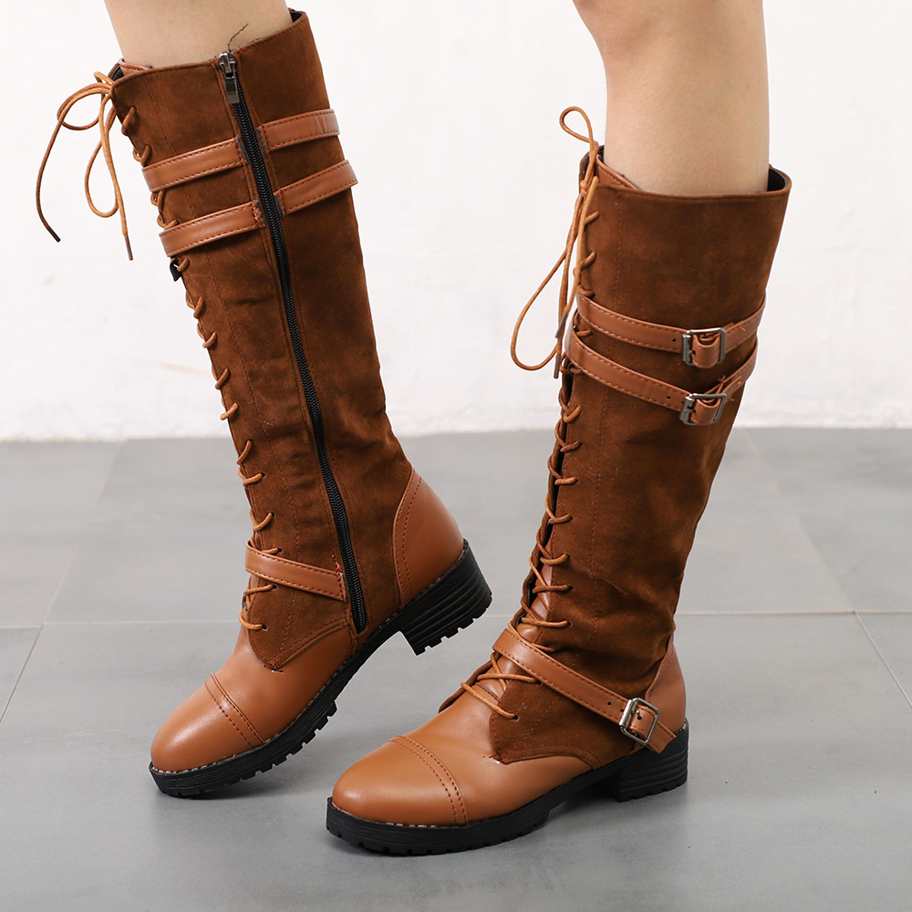 

Women Plus Size Stitching Belt Decoration Over The Knee Boots Knight Boots
