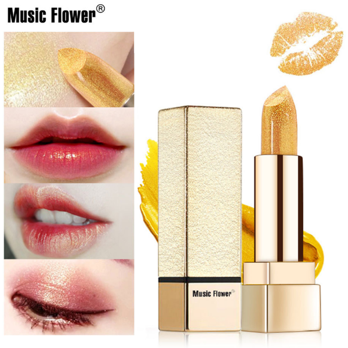 

Musical Golden Lipstick Shimmer Lasting Waterproof