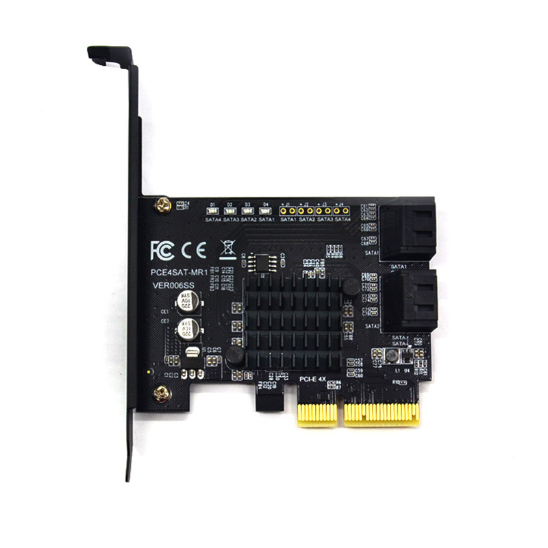 

ITHOO PCE4SAT-MR1 4 порта SATA3.0 RAID-карта расширения PCI-E 6 Гбит / с IPFS жесткий диск Адаптер карты RAID для настол