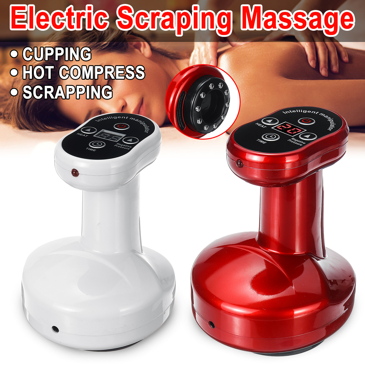 USB Electric Cupping Massage 6 Gear Guasha Suction Scraping Massager Body Device Negative Pressure Meridian Dredge Body Slim Electric Massager Physiotherapy