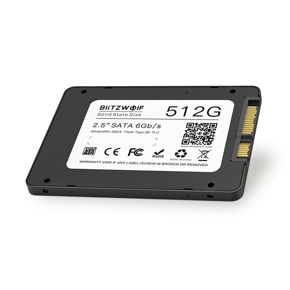 

BlitzWolf® BW-SSD3 512GB 2.5 Inch SATA3 6Gbps Solid State Disk TLC Chip Internal Hard Drive for SATA PCs and Laptops wit