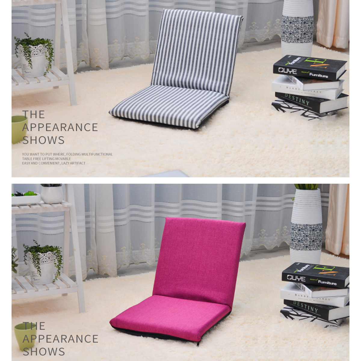 Adjustable 6-Position Folding Lazy Sofa Chair Floor Chair Seat Cushion Multiangle Home 4