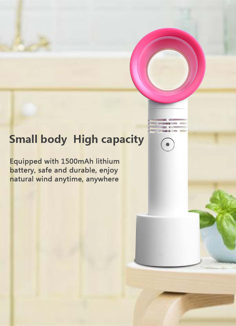 Bakeey USB Large Capacity No Leaf Mini Portable Rechargeable Small Fan With Base 10